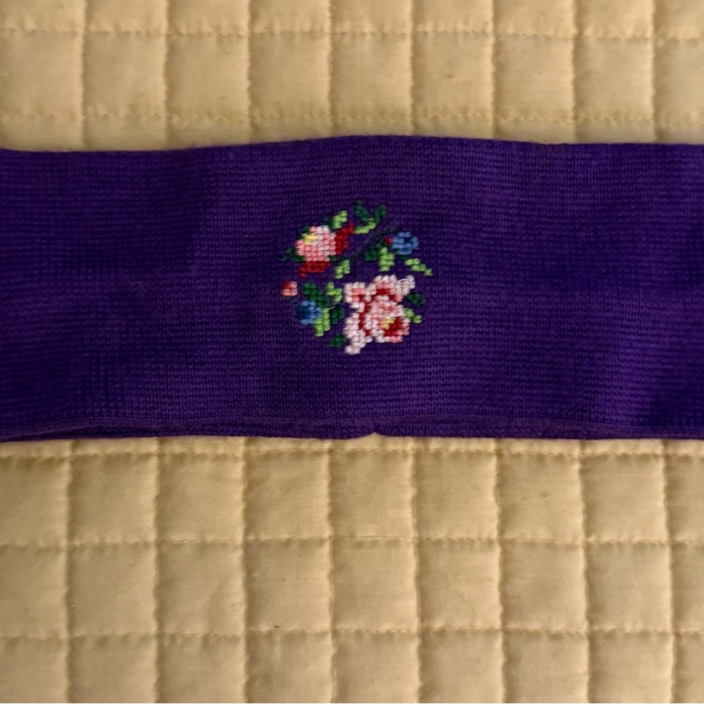 Floral Embroidered Purple Headband